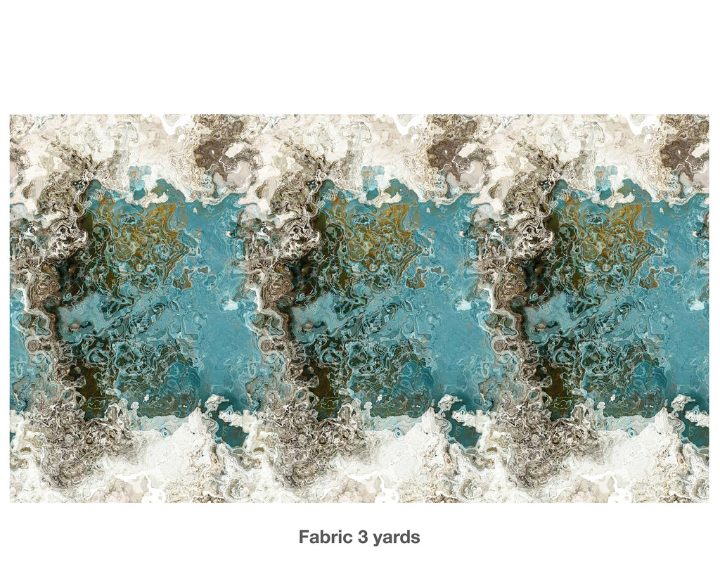 Abstract Fabric by the Yard, Teal Aesthetic
