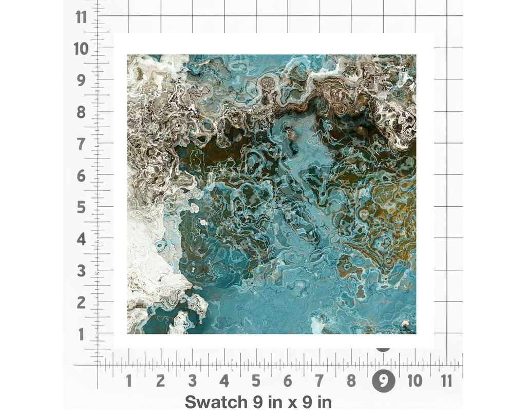 Abstract Fabric by the Yard, Teal Aesthetic