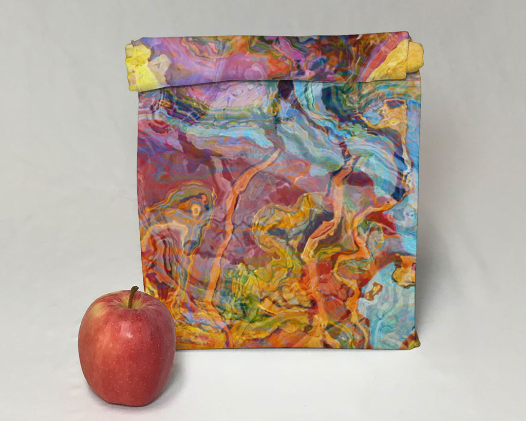 Abstract Art Insulated Lunch Bag, Magnetic Closure, Contemporary Style