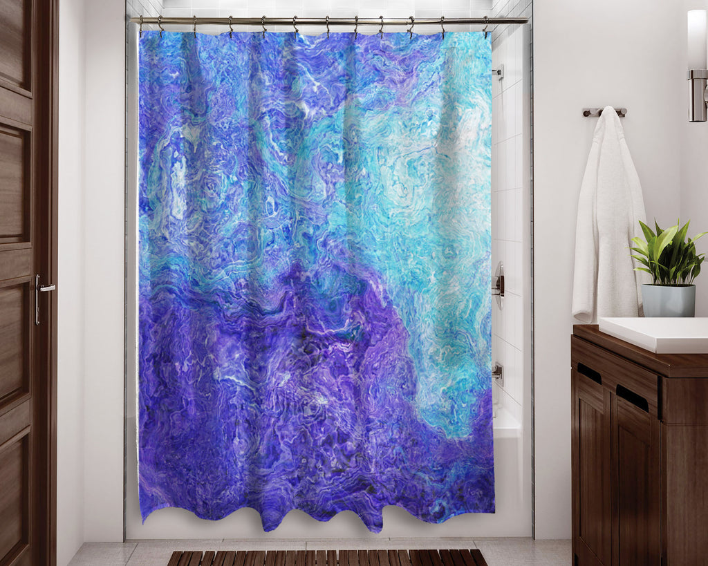 Abstract shower curtain Blue, Aqua contemporary bathroom