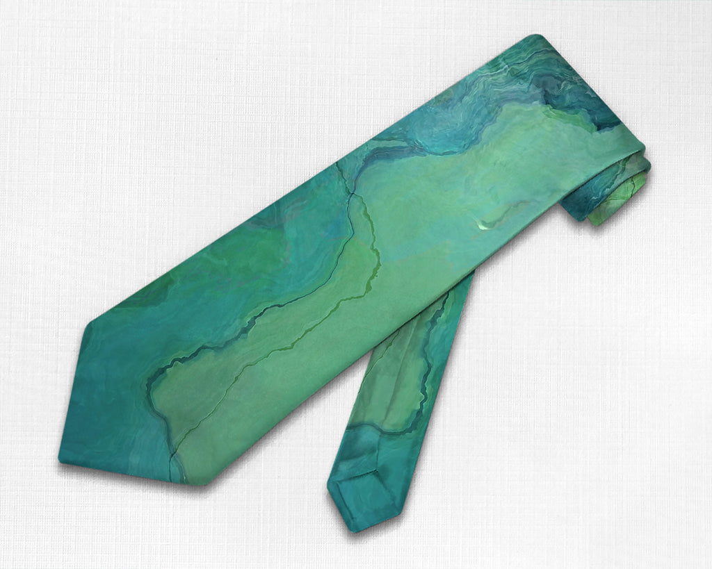Abstract art men's tie in green