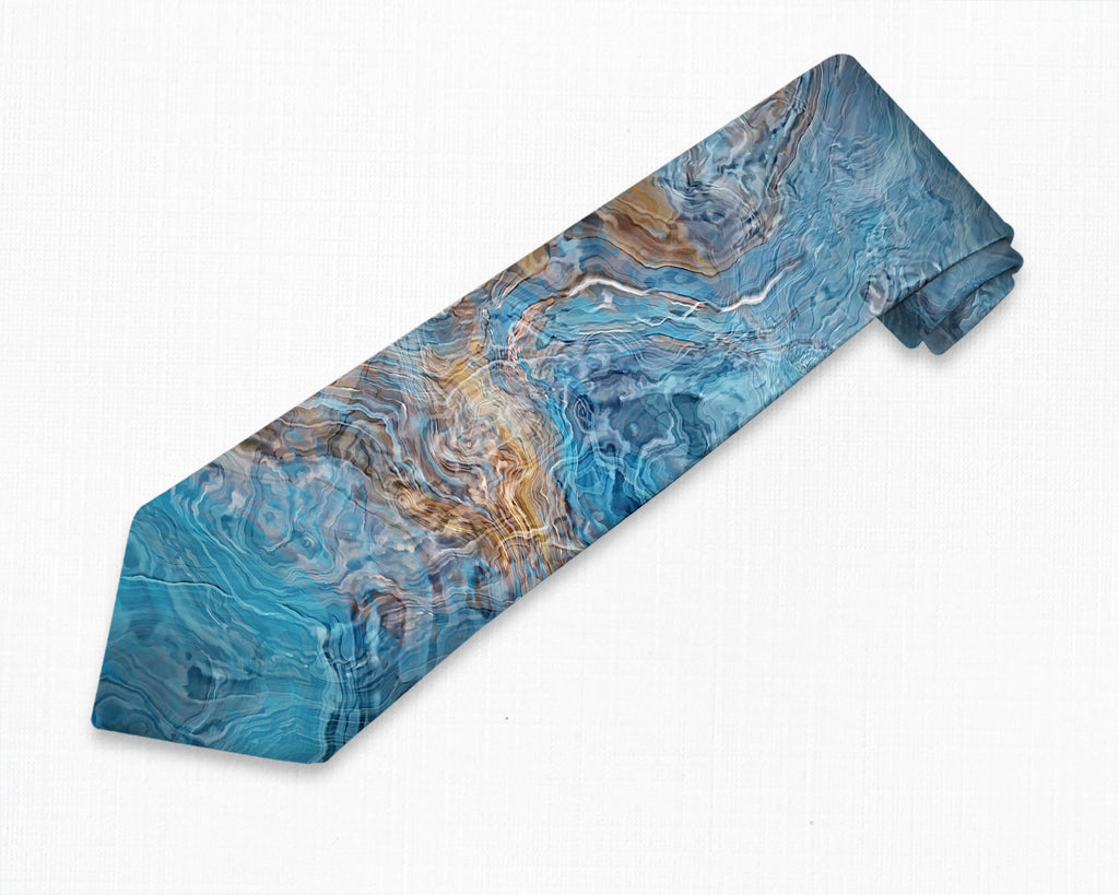 Abstract art men's tie in Blue and Gold