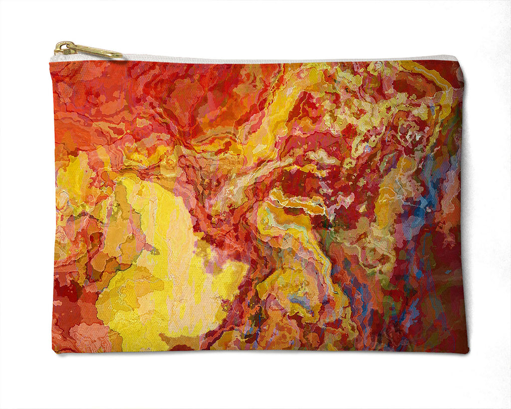 Makeup Bag, Pencil Case, Cosmetic Bag Abstract Art, red and yellow