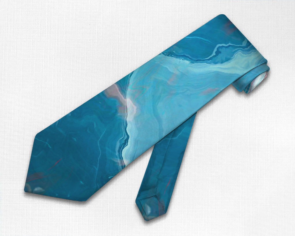 Abstract art men's tie in Blue and White