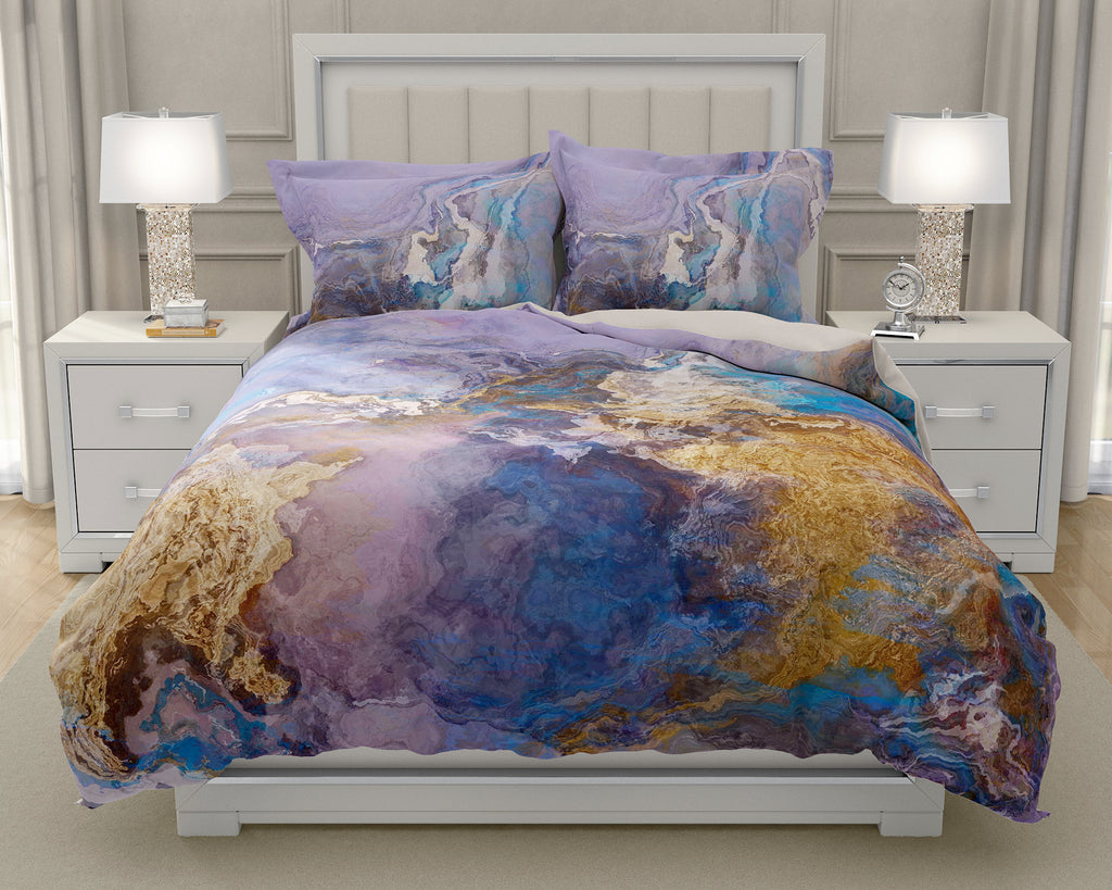 Duvet Cover with Abstract Art, King or Queen Contemporary Bedroom Decor