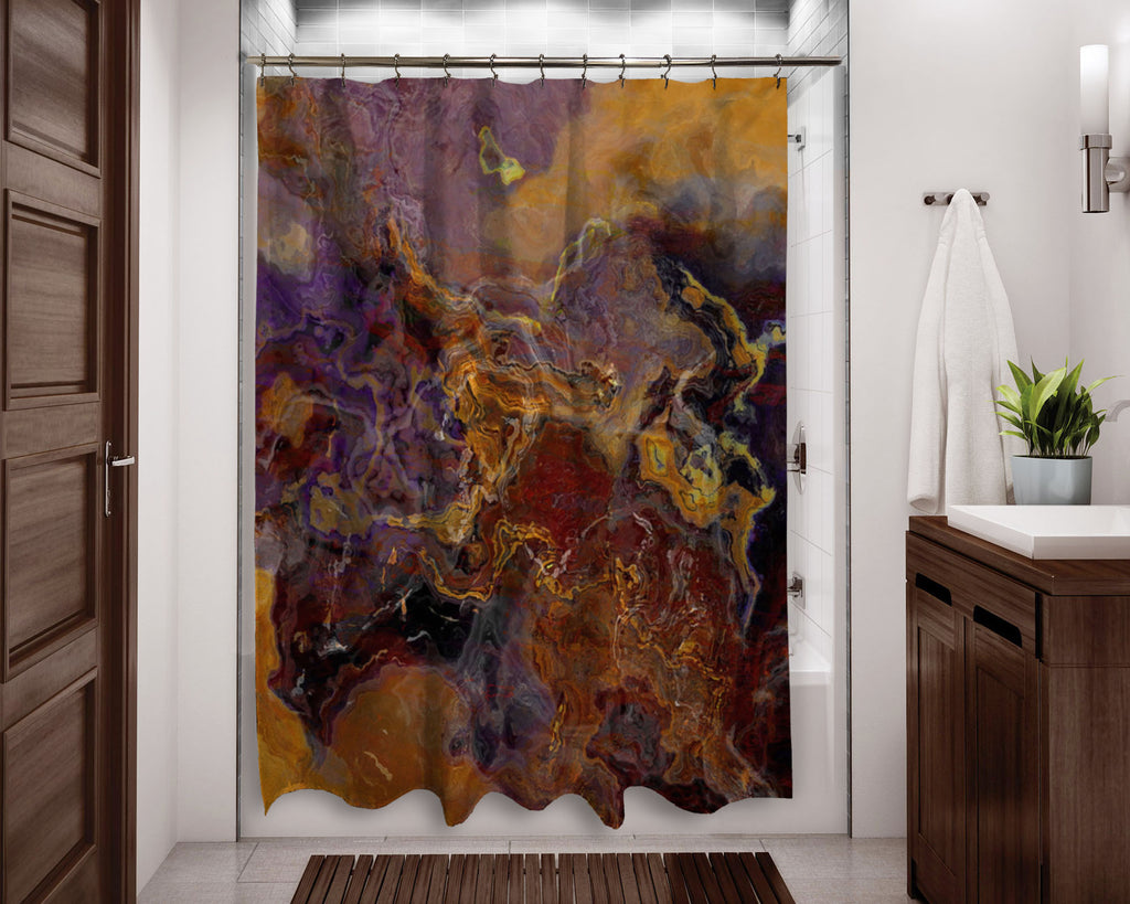 Abstract shower curtain Purple and Brown contemporary bathroom