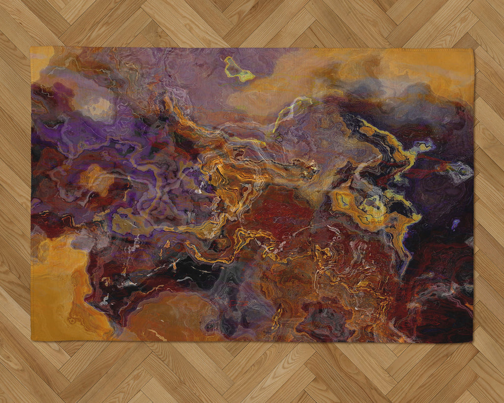 Area Rug with Abstract Art, 2x3 to 5x7, in Purple and Brown