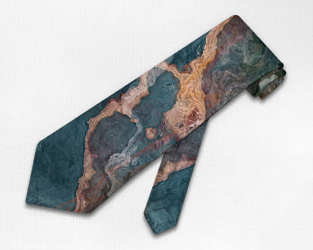 Abstract art men's tie in Dark Teal