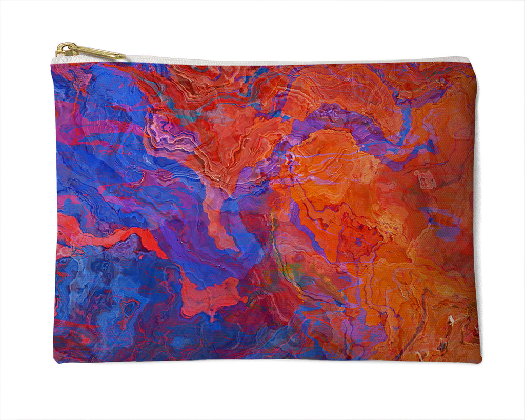 Makeup Bag, Pencil Case, Cosmetic Bag Abstract Art, Red and Blue