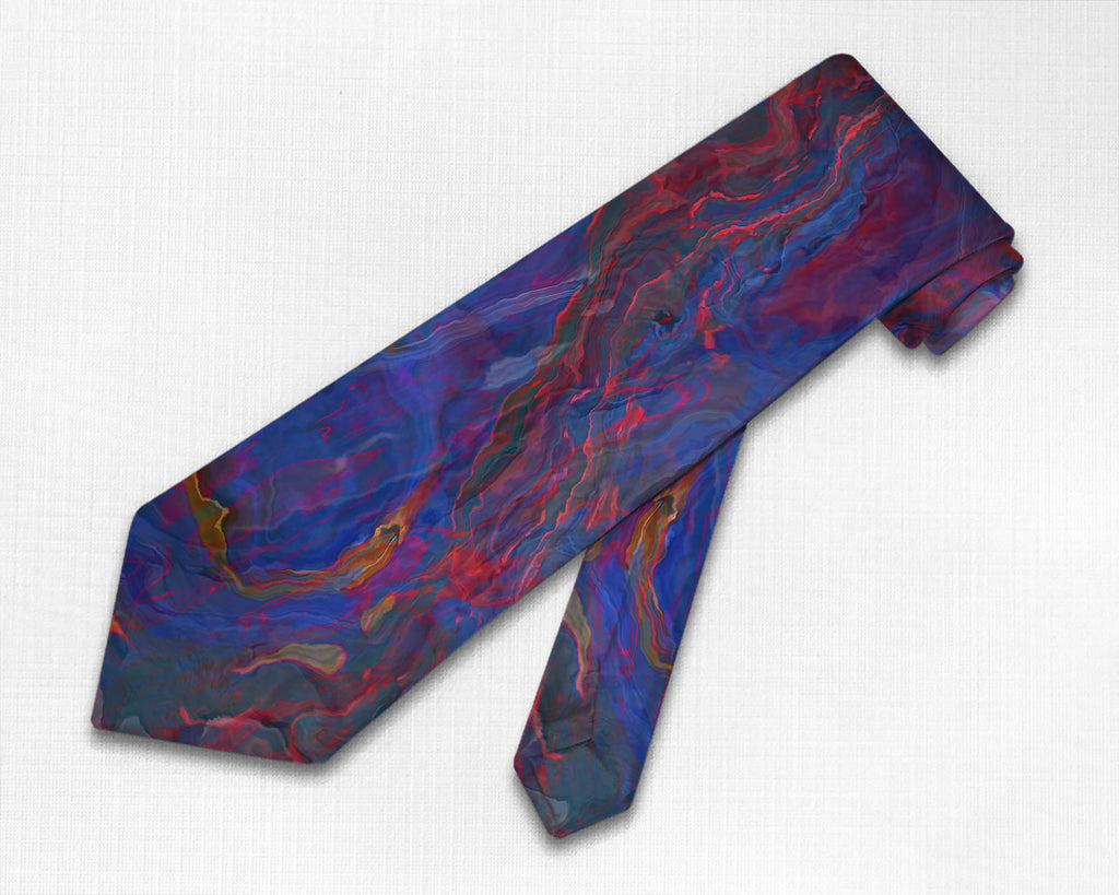 Abstract art men's tie in Red and Blue