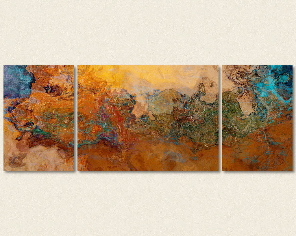 Extra Large triptych abstract art canvas print Southwest Colors