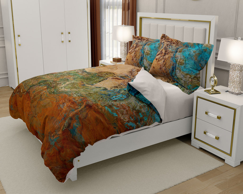 Duvet Cover with abstract art, king or queen in southwest colors