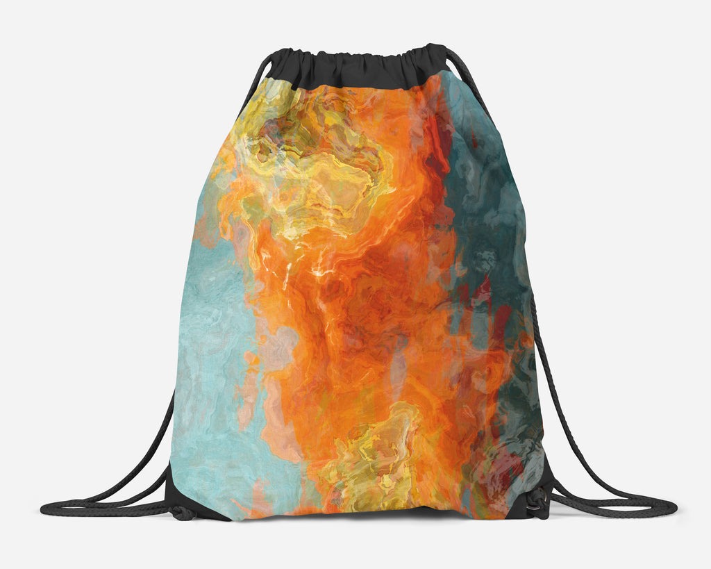 Drawstring Gym Bag, Abstract Art Lined Cinch Sack, Backpack School Bag