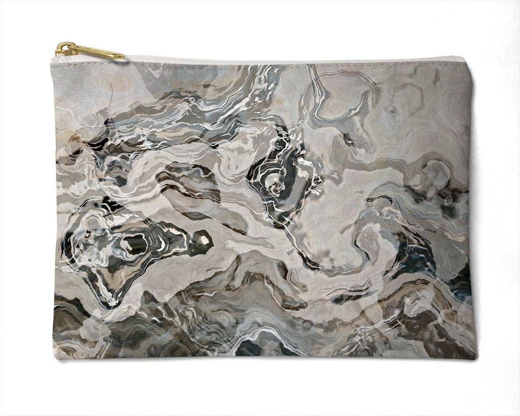 Makeup bag, pencil case, Cosmetic bag with abstract art, in grey, Geologic