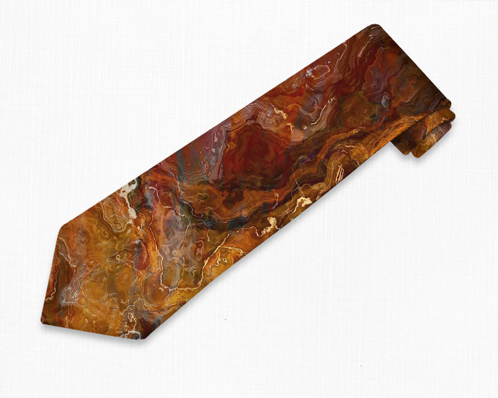 Abstract art men's Southwestern tie in red, orange, brown
