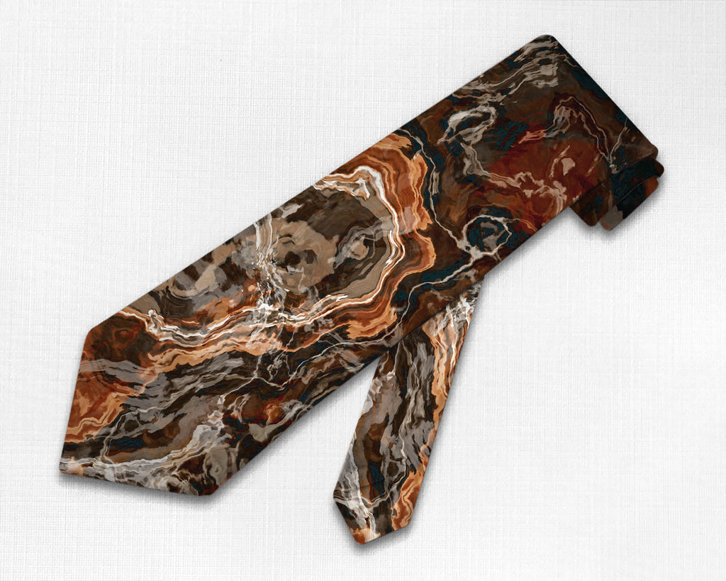 Abstract art men's tie in rust and brown
