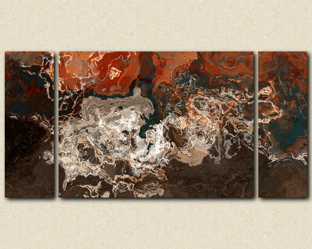 Oversize abstract expressionism stretched canvas print in earth tones