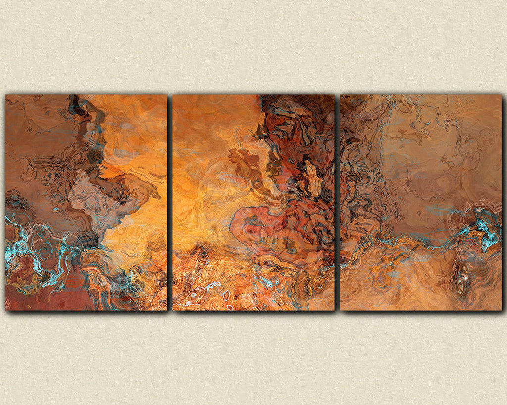 Oversize abstract art triptych canvas print in southwest desert colors