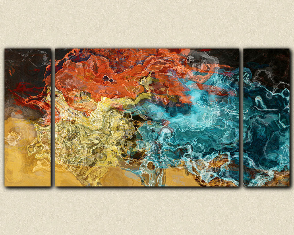 Abstract wall art stretched canvas print in earth colors