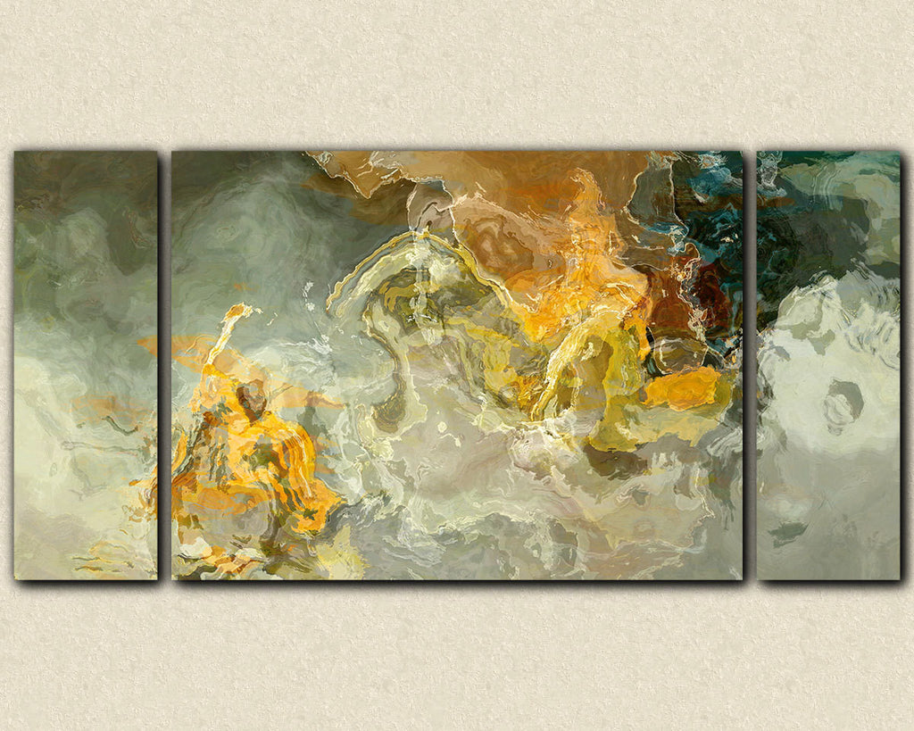 Oversize triptych abstract art canvas print in earth colors