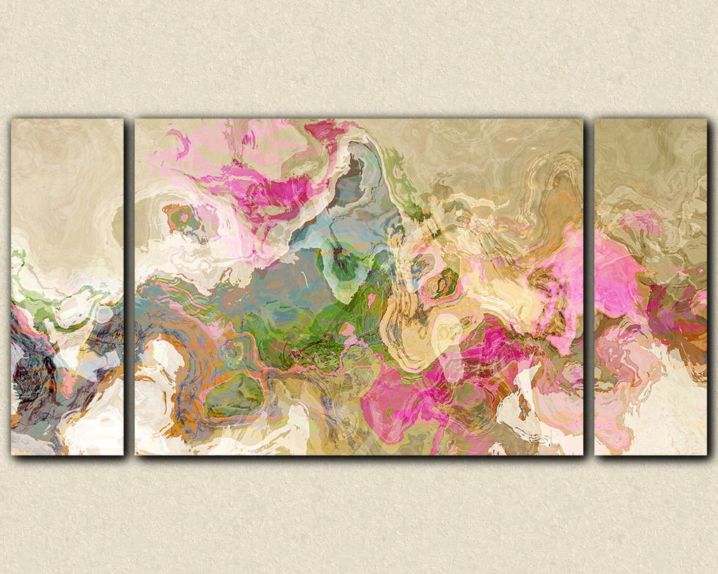 Abstract art large triptych gallery wrap giclee canvas pastel colors