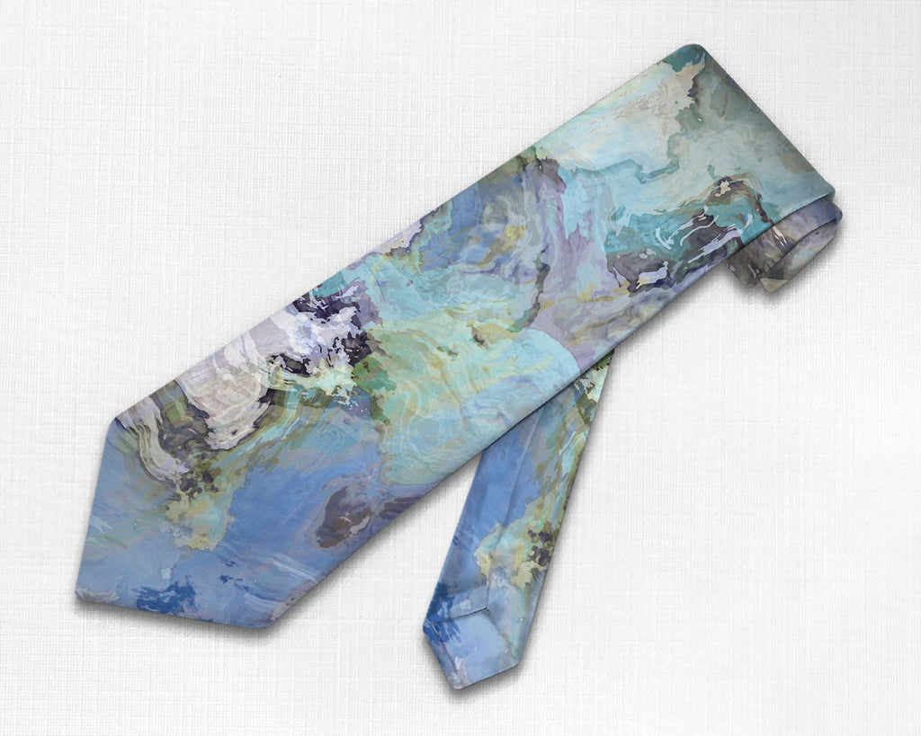 Abstract art men's tie in blue and gray