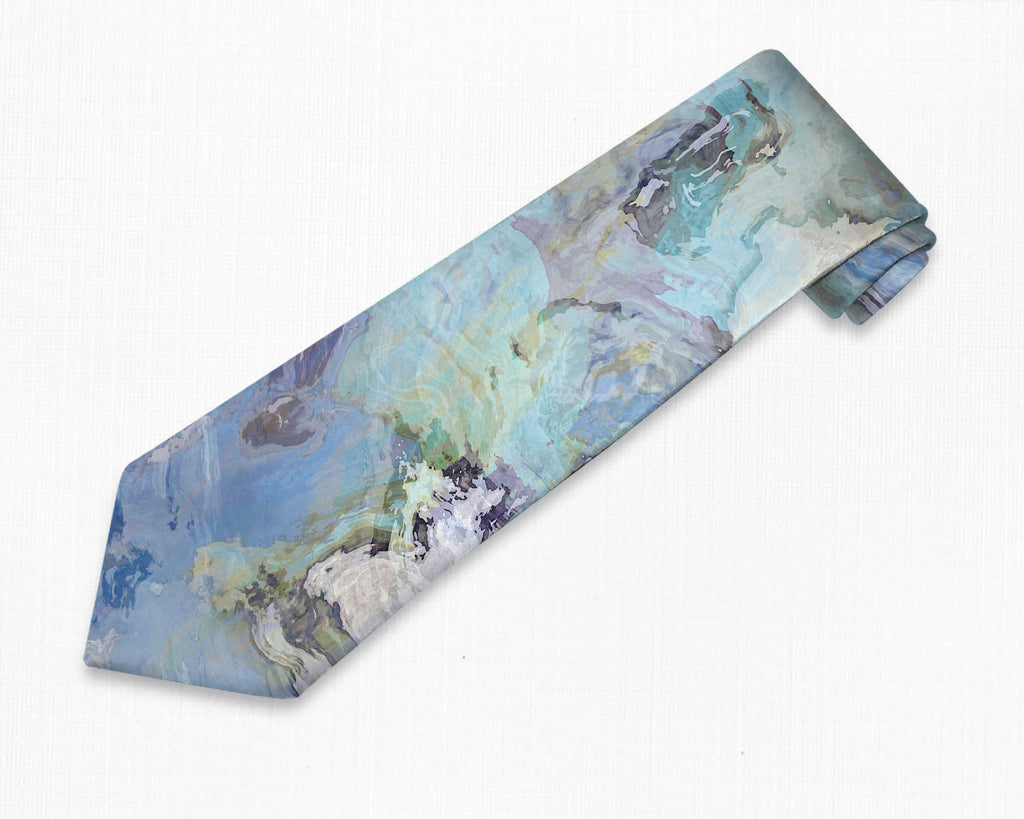 Abstract art men's tie in blue and gray