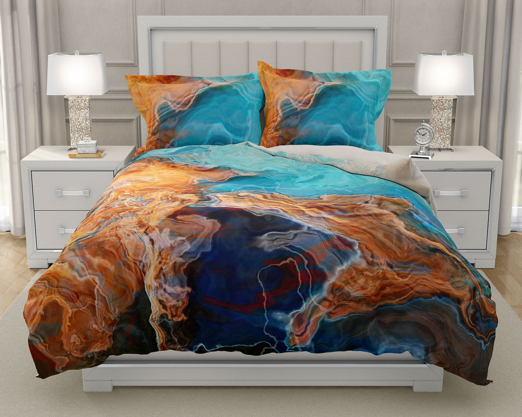 Duvet Cover with Abstract Art, King or Queen Contemporary Bedroom