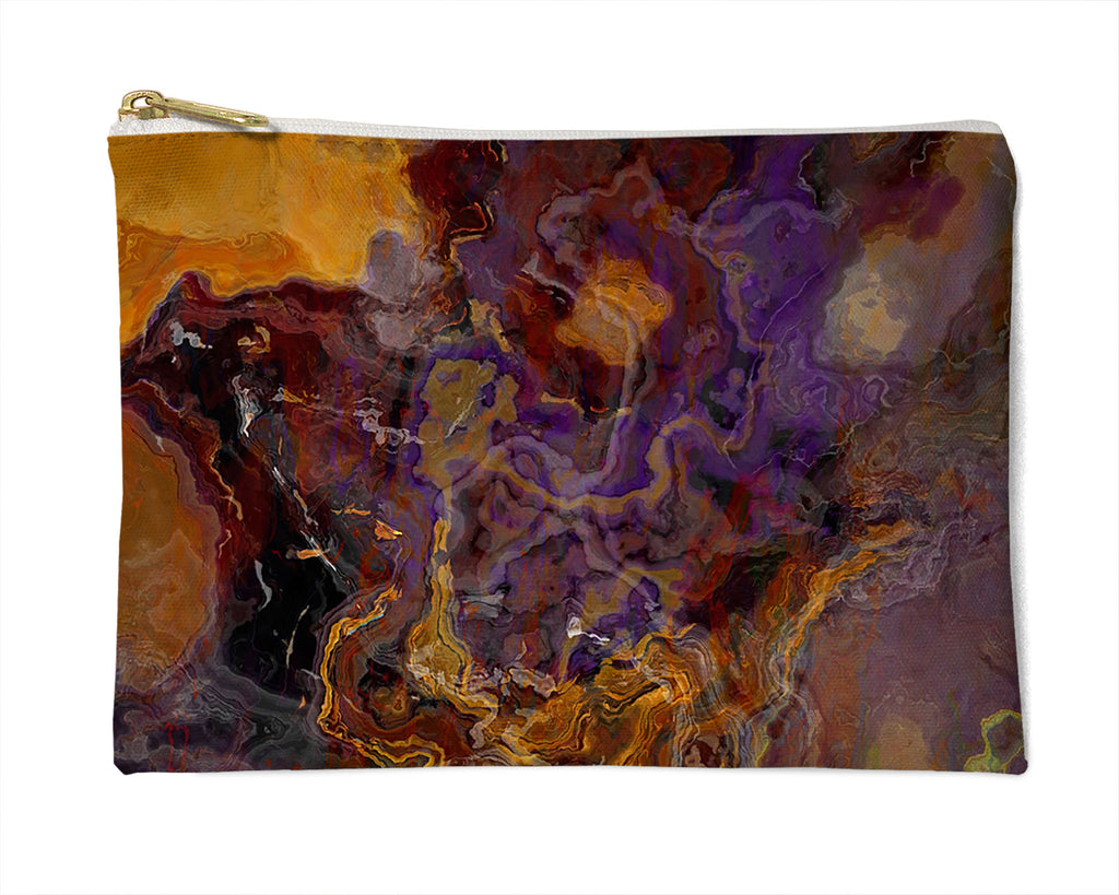 Makeup Bag, Pencil Case, Cosmetic Bag Abstract Art, Purple and Brown