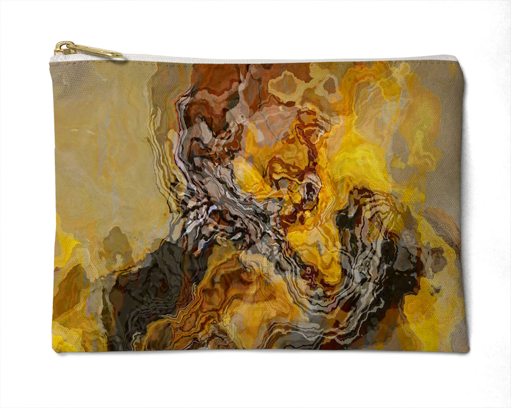 Makeup Bag, Pencil Case, Cosmetic Bag Abstract Art brown, yellow, rust