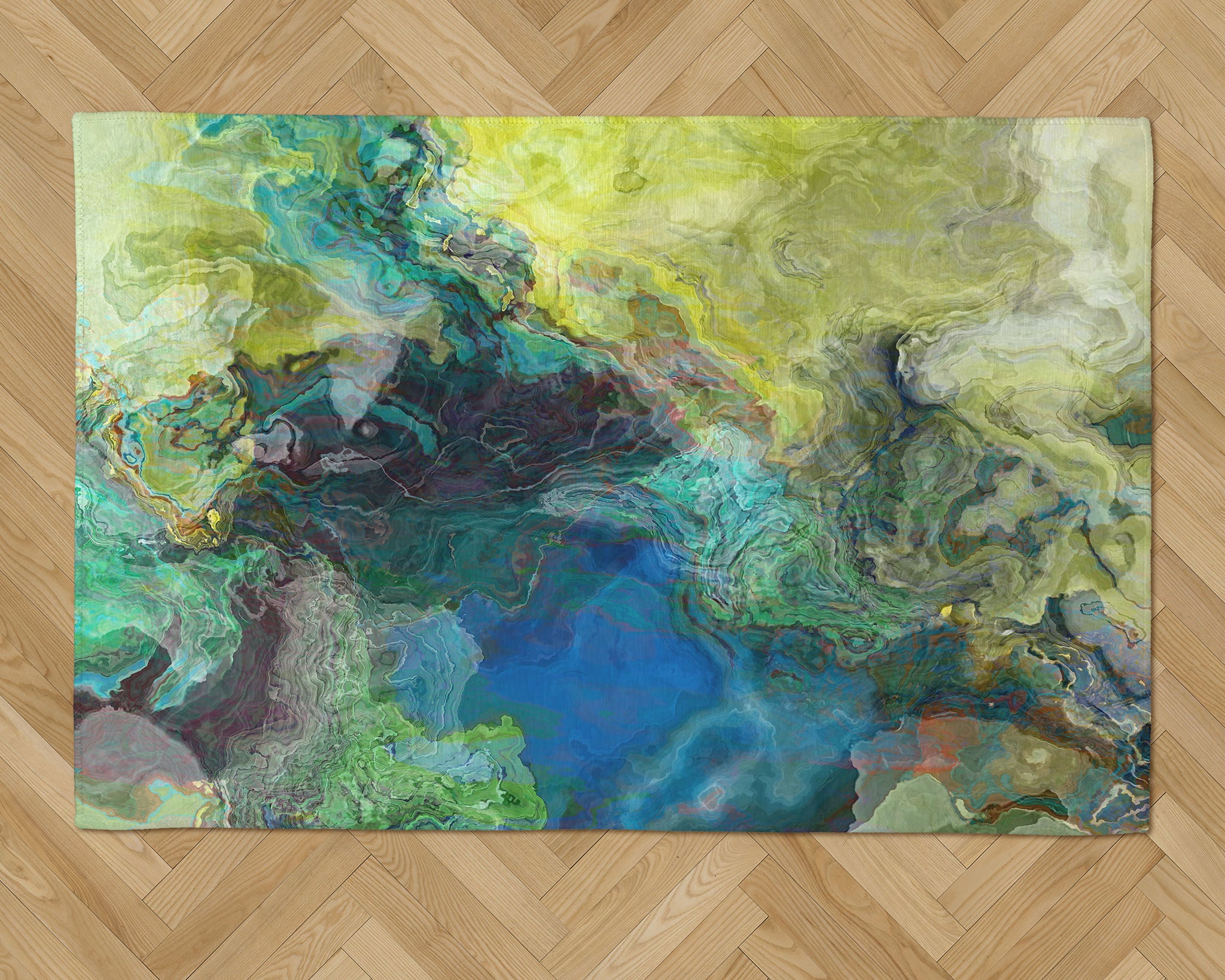 Area Rug with Abstract Art, 2x3 to 8x10, in Blue and Green – Abstract ...