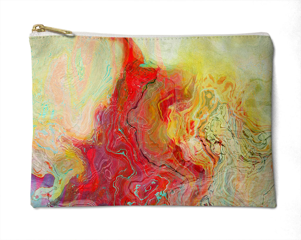 Makeup Bag, Pencil Case, Cosmetic Bag Abstract Art, red, pale green