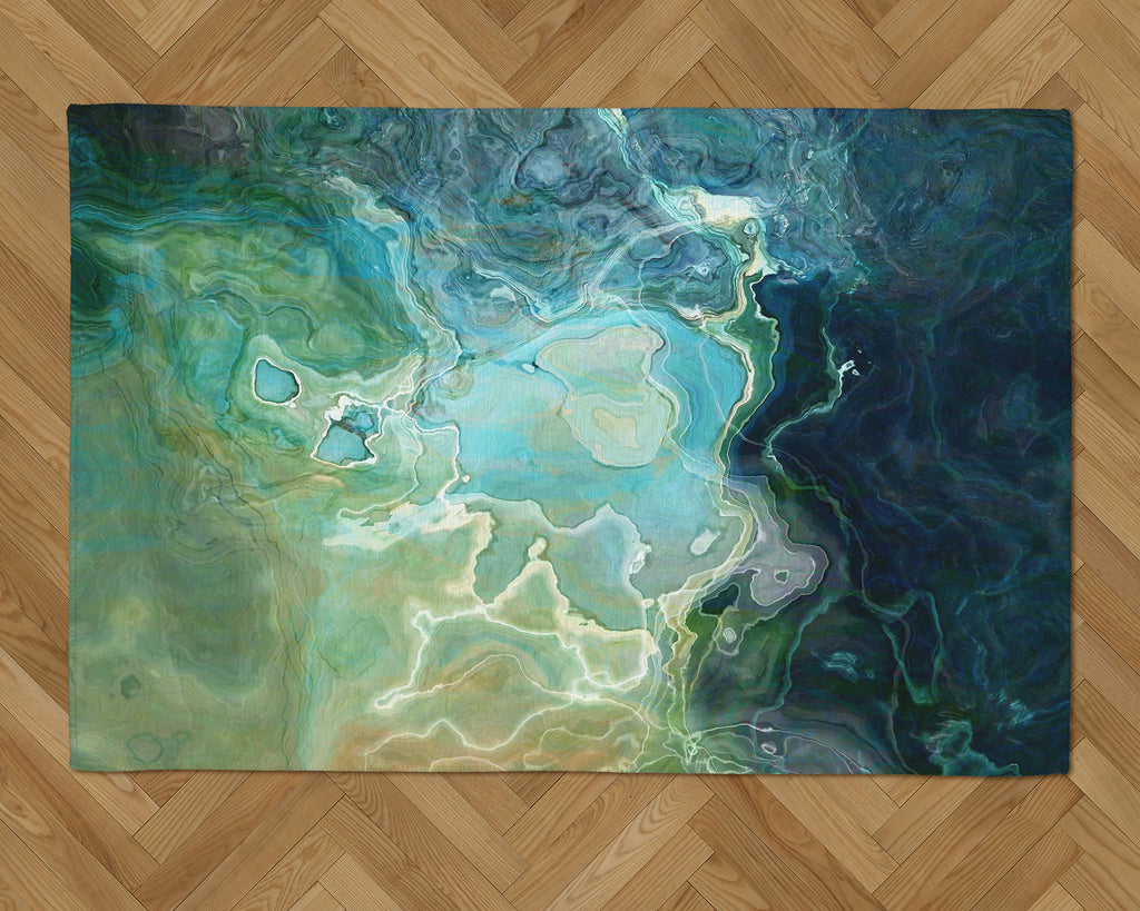 Area Rug with Abstract Art, 2x3 to 8x10, in Blue, Aqua, Green, Navy
